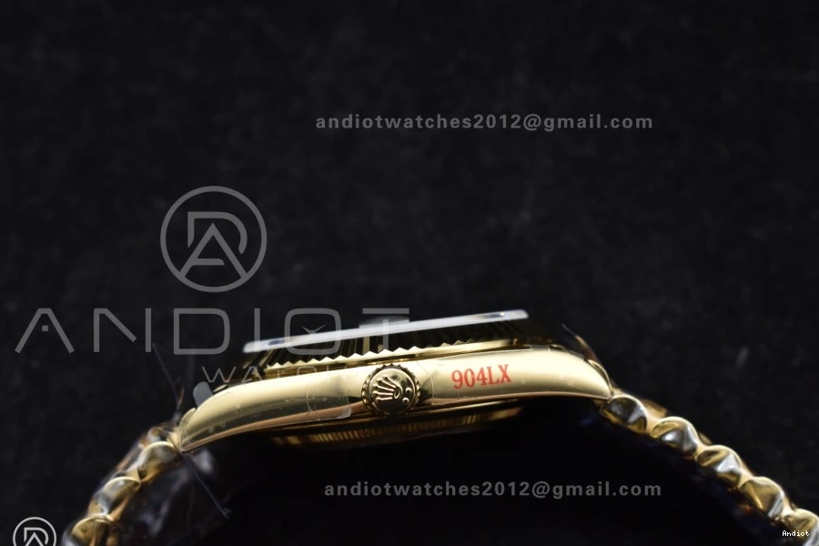 QF Best A2836 Black DayDate Edition 904L 40 V4 Weight) Dial on (Gain Steel Bracelet President Green YG 0301